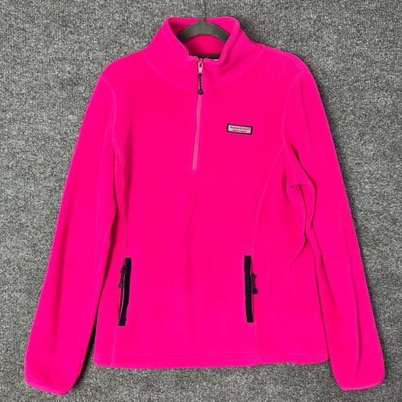 Vineyard Vines Jacket Women Sz M Pink Full‎ Zip Long Sleeve Fleece - Picture 1 of 9